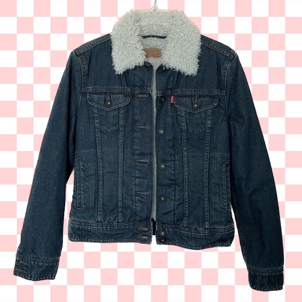 Levi’s Vintage Dark Wash Trucker Denim Jacket Sz XS - Shearling Lined